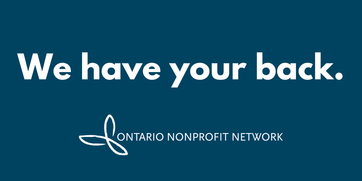 Image has a navy blue background with large white text at the top centre that says, "We have your back." At the bottom centre is O.N.N's logo in white.