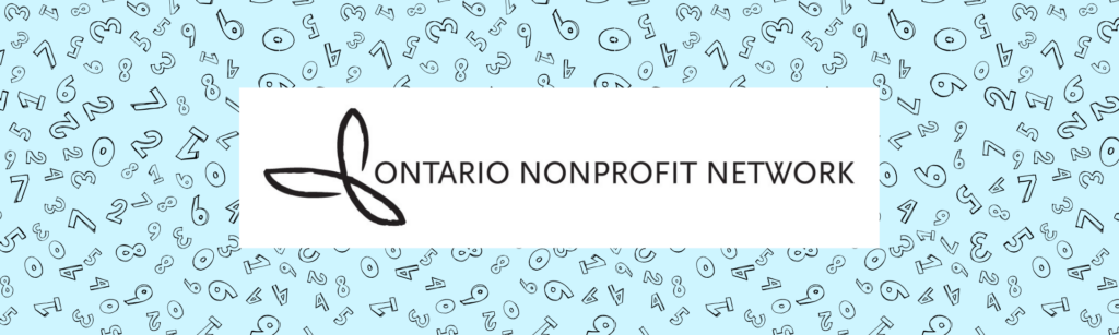 Light blue background with random numbers all throughout the background. ONN logo in black and white in the centre.
