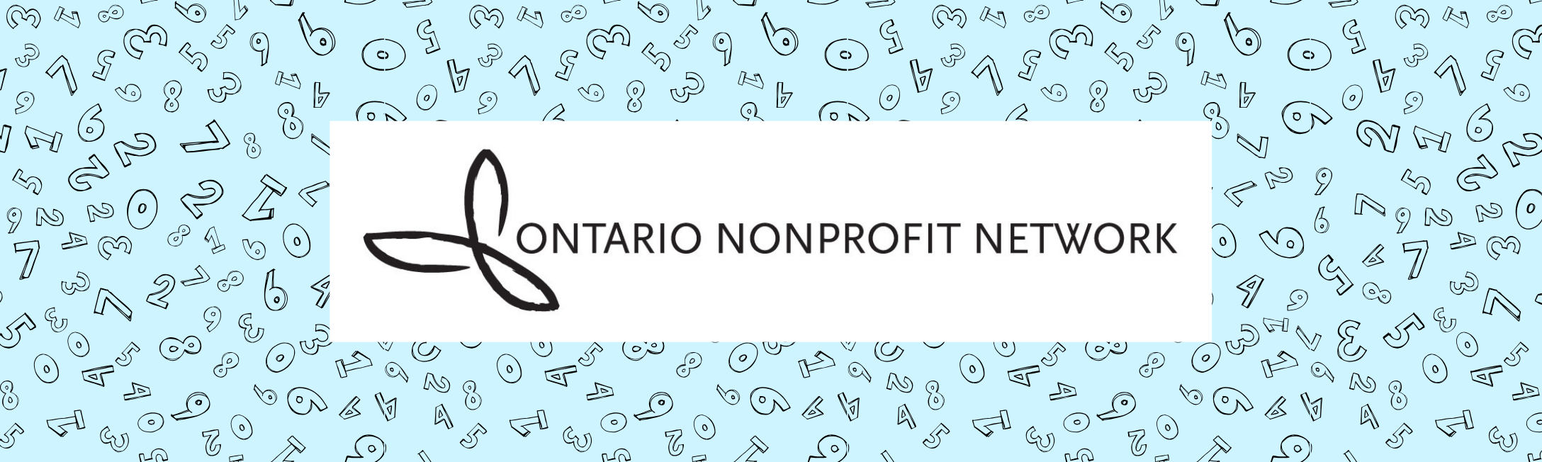 Light blue background with random numbers all throughout the background. ONN logo in black and white in the centre.