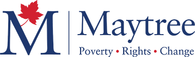 logo for Maytree with letter M and tagline Poverty Rights Change 