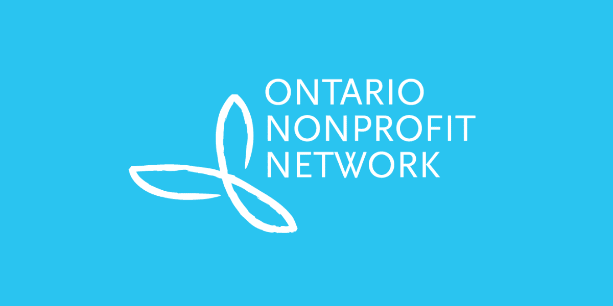 Light blue background with Ontario Nonprofit Network's logo in white at the centre.