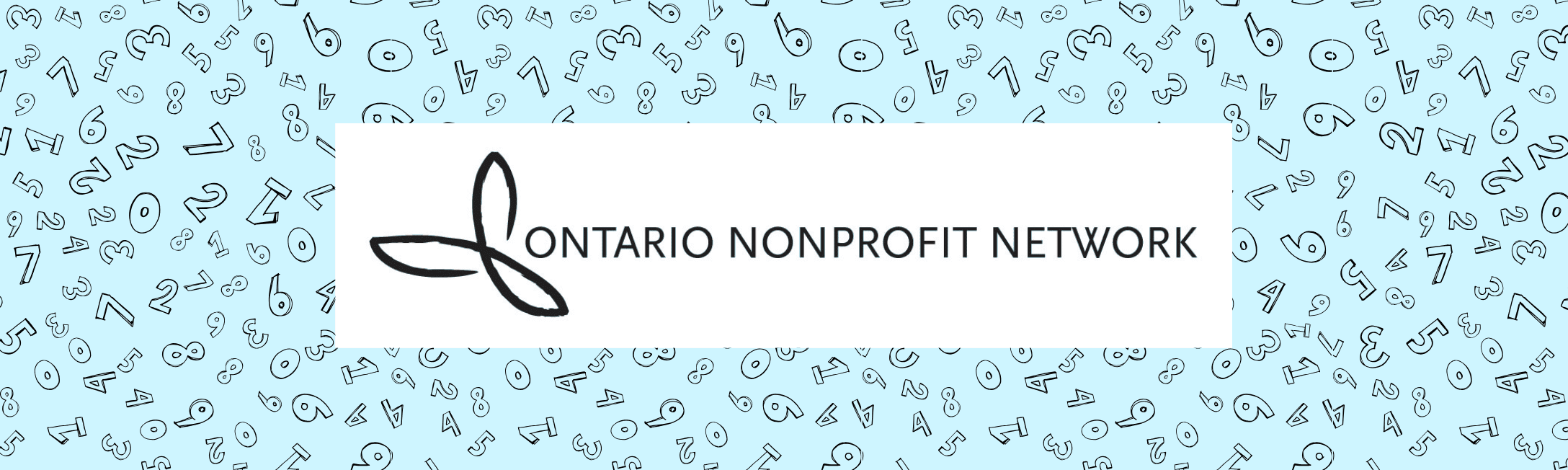 Light blue background with random numbers all throughout the background. ONN logo in black and white in the centre.